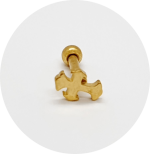Barbel Reto Cruz - Natural, PVD Gold ou PVD Rose Gold - Imagem 2