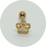 Barbel Reto Flor vazada - Natural, PVD Gold ou PVD Rose Gold - Imagem 3