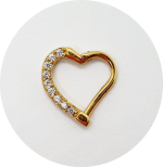 Daith Coração Zircônias cravejadas PVD Gold - Imagem 2