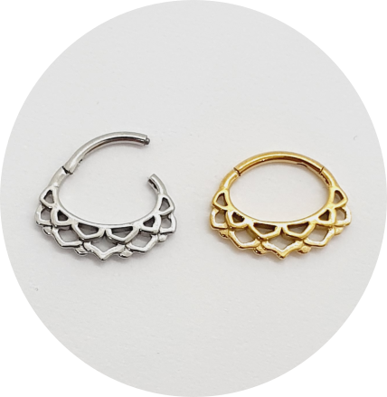 Segmento Articulado Oval Renda - Natural e PVD Gold