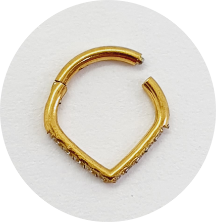 Segmento Articulado Gota Cristal cravejado (Natural e PVD Gold)