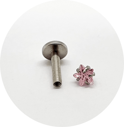 Labret Estrela Zircônia Rosa Prongset