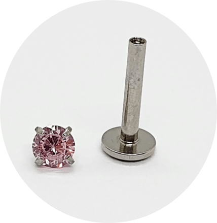 Labret Zircônia Rosa Claro Prongset