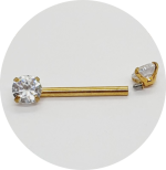 Barbel Reto Zircônias Prongset (Natural e PVD Gold)