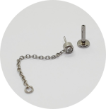Labret Zircônia Flat com Corrente (Natural e PVD Gold) - Push Pin - Imagem 2