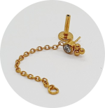 Labret Zircônia Flat 3B com Corrente (Natural e PVD Gold) - Imagem 4