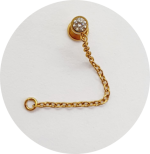 Labret Zircônia Flat com Corrente (Natural e PVD Gold) - Push Pin
