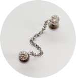 Labret Duplo Zircônia Flat com Corrente (Natural e PVD Gold) - Imagem 2