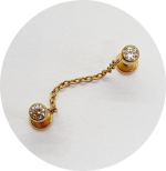 Labret Duplo Zircônia Flat com Corrente (Natural e PVD Gold)
