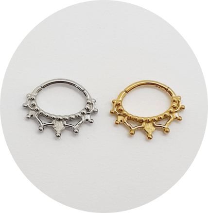 Segmento Articulado Oval Renda M2 - Natural e PVD Gold