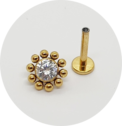 Labret Sol Cristal G PVD Gold