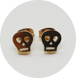Brinco Caveira do Amor - Natural e PVD Gold (Par)