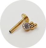 Labret Mini Zircônia 3B - Natural e PVD Gold