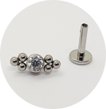 Labret Mini Zircônia 6B - Natural e PVD Gold