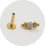 Labret Mini Zircônia 6B - Natural e PVD Gold - Imagem 2