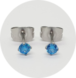 Brinco Zircônia Azul (Natural e PVD Gold) - Par