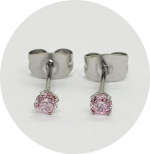 Brinco Zircônia Rosa Claro (Natural e PVD Gold) - Par