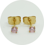 Brinco Zircônia Rosa Claro (Natural e PVD Gold) - Par - Imagem 2