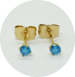 Brinco Zircônia Azul (Natural e PVD Gold) - Par - Imagem 2
