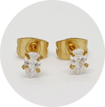 Brinco Zircônia Gota Prongset (Natural e PVD Gold) - Par - Imagem 2