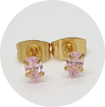Brinco Zircônia Gota Rosa Claro (Natural e PVD Gold) -Par