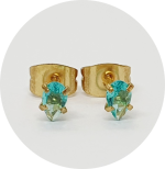 Brinco Zircônia Gota Verde Prongset (Natural e PVD Gold) - Par - Imagem 2