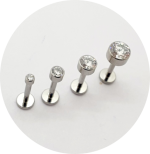 Labret Zircônia Flat - Natural e PVD Gold