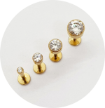 Labret Zircônia Flat - Natural e PVD Gold - Imagem 2