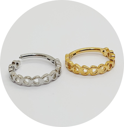 Segmento Articulado Mini corações vazados - Natural e PVD Gold