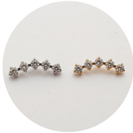 Labret Cluster Zircônias espaçadas Prongset 5P - Natural ou PVD Gold
