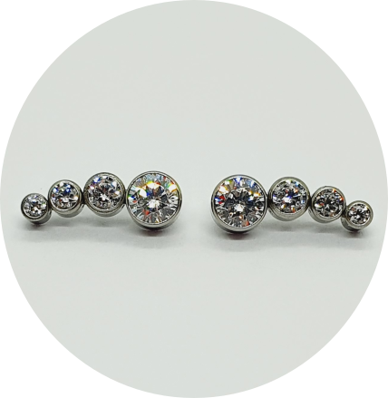 Labret Cluster Zircônia Flat 4P