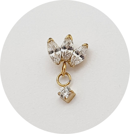 Labret Micro Navete Zircônia com pingente PVD Gold