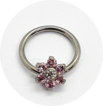 Captive Flor de Zircônia Rosa (com rosca interna)