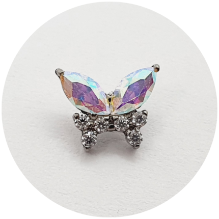 Labret Borboleta Navete e Trinity Zircônia Furta-cor