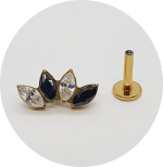 Labret Cluster Navete Zircônia 4P PVD Gold- Várias Cores