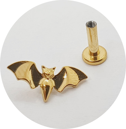 Labret Morcego - Natural e PVD Gold
