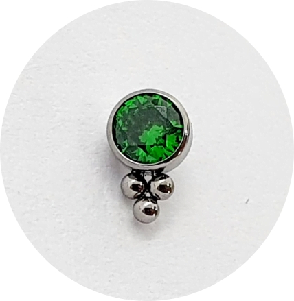 Labret Cristal Verde Esmeralda 3B
