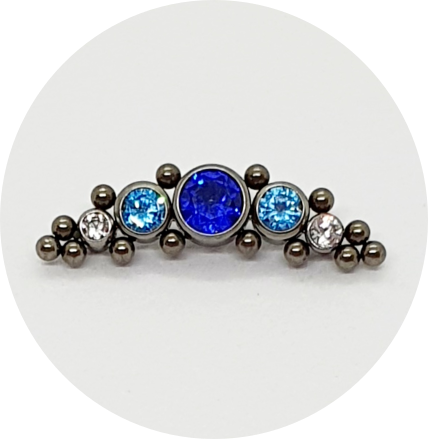Labret Cluster Zircônia Azul e Branca 5P 14B