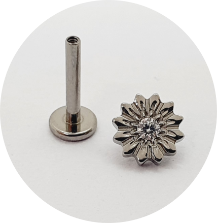 Labret Flor zom zircônia central M2