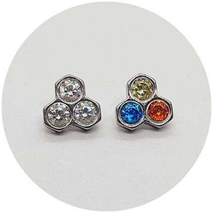 Labret Favo de Mel Zircônia 2P - Branco ou Colorido