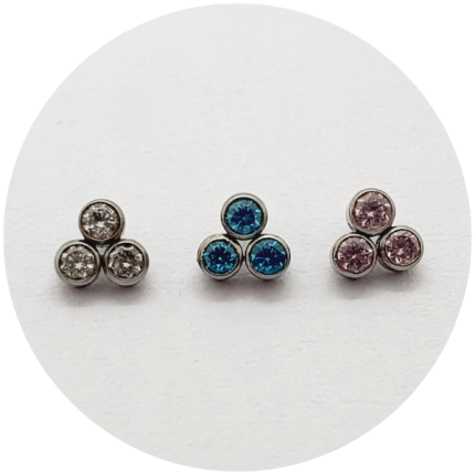 Labret Micro Trinity Zircônia Flat 3P - Branco, Azul ou Rosa