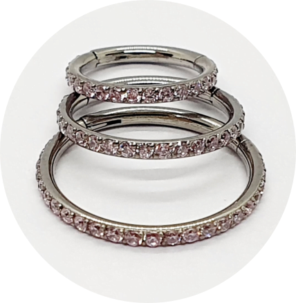 Segmento Articulado Zircônia Rosa Claro cravejada