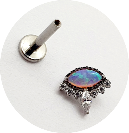 Labret Olho Opala Furta-cor e Zircônia