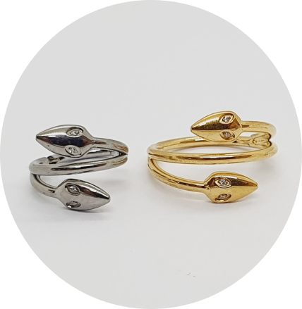 Segmento Articulado Cobra retorcida com Zircônia - Natural e PVD Gold