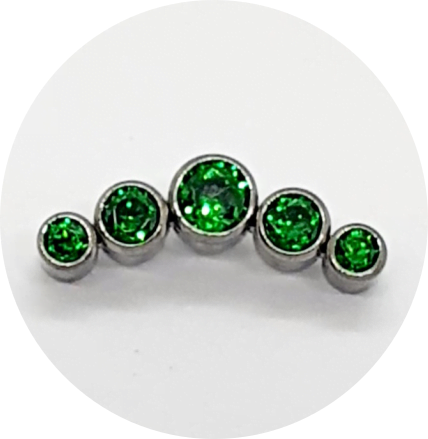 Labret Cluster  Zircônia Verde Esmeralda