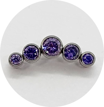 Labret Cluster Mini Zircônia Lilás