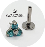 Labret Trinity Mini Zircônia Mint Swarovski Assinada Push Pin