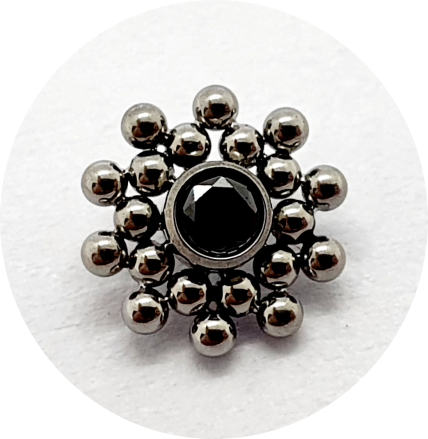Labret Sol Duplo Zircônia Black 20B
