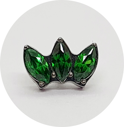 Labret Navete Zircônia Verde Esmeralda