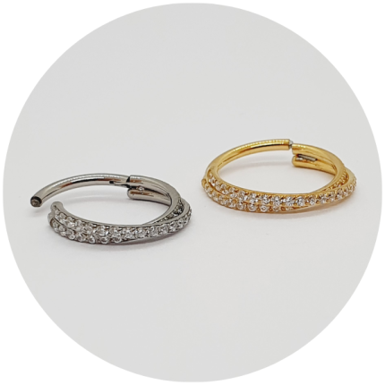 Segmento Articulado Duplo Zircônias cravejadas M3 - Natural ou PVD Gold